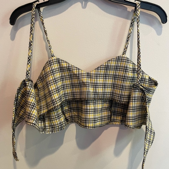 PurrMelrose Lemon Plaid Wrap Top - Picture 5 of 5